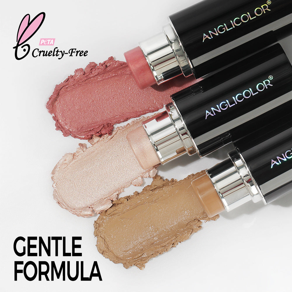 Anglicolor Highlighter Long Lasting,Contour Stick Makeup Naturally,Blush Makeup Smoothing,High Color Rendering,Easy To Mix,Vegan & Cruelty-Fre