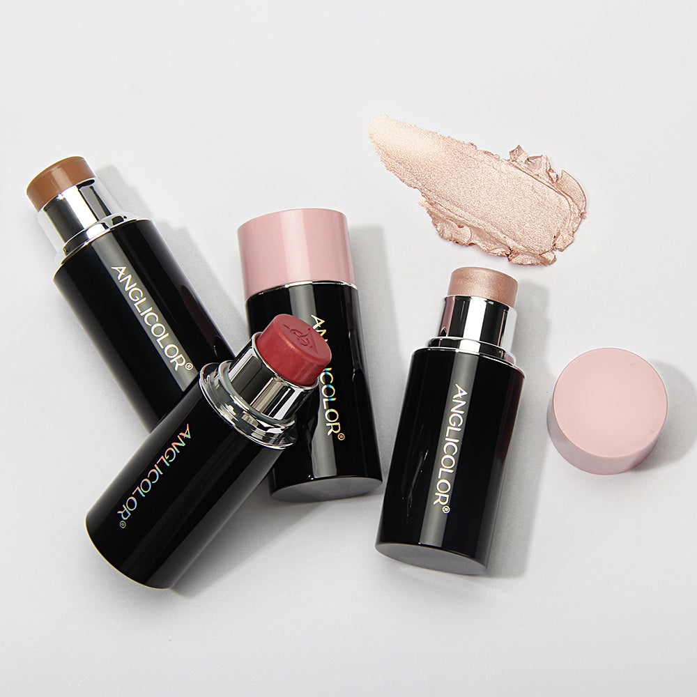 Anglicolor Highlighter Long Lasting,Contour Stick Makeup Naturally,Blush Makeup Smoothing,High Color Rendering,Easy To Mix,Vegan & Cruelty-Fre